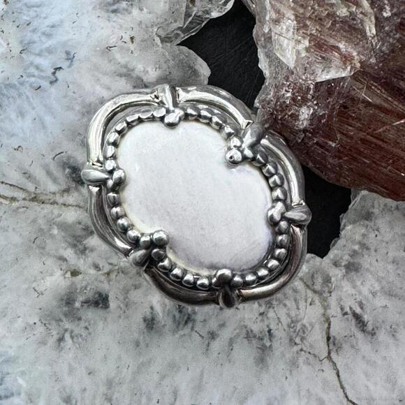 Carolyn Pollack Sterling Silver Oval White Jasper Decorated Ring For Women - Picture 1 of 10